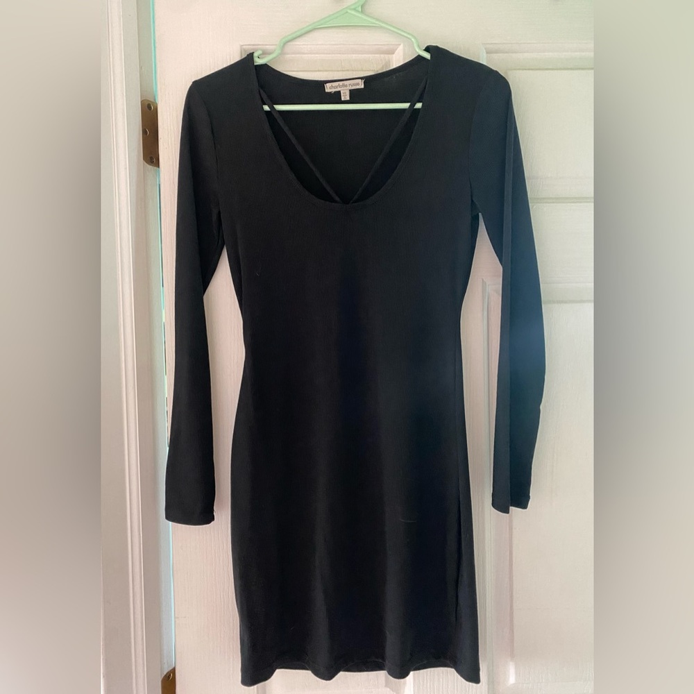 Charlotte Russe Black Long Sleeve Bodycon Dress